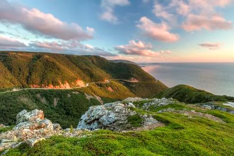 Green Cliffs Overlooking Cabot Trail Stock Photos
