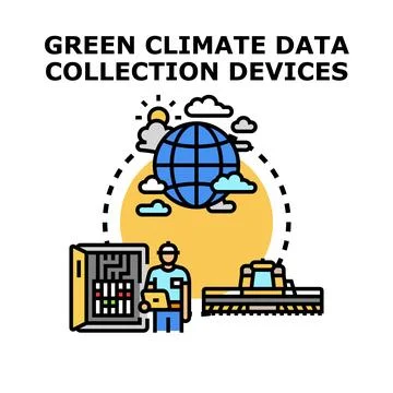 Green climate data collecting for global environmental monitoring Stockillustratie
