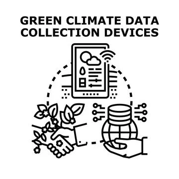 Green climate data collection and global ecological technology Stock Illustration