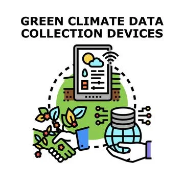 Green climate data collection and global ecological technology Stock Illustration
