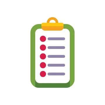 Green clipboard showing check marks for test taking, survey, or checklist Stock Illustration