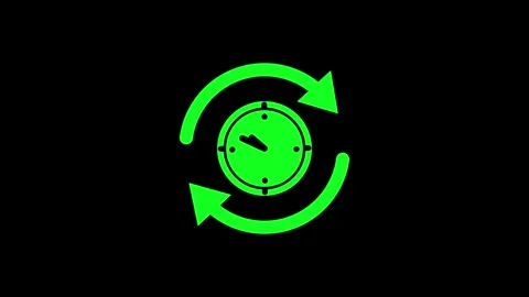 Green Clock Circular Arrow Rotation Symbol Design Stock Footage 332526371