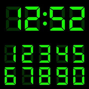 Green Clock Digits Illustration Stock Illustration