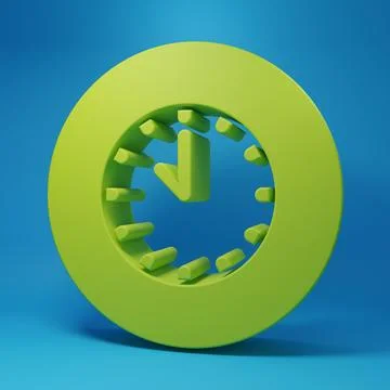 Green Clock icon isolated on blue background. Time symbol. Minimalism conce.. Stock Illustration