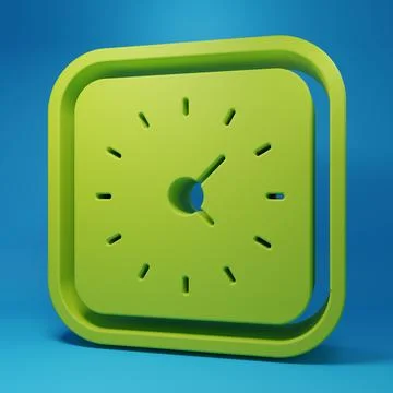 Green Clock icon isolated on blue background. Time symbol. Minimalism conce.. Stock Illustration