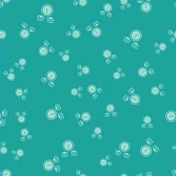 Green Clock icon isolated seamless pattern on green background. Time symbol Stock Illustration