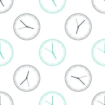 Green Clock icon isolated seamless pattern on white background. Time icon Stock Illustration