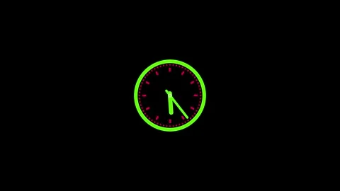 Green clock icon with moving arrows in 12 hour loop. Stopwatch animation. 4.. Stock Footage 337958796