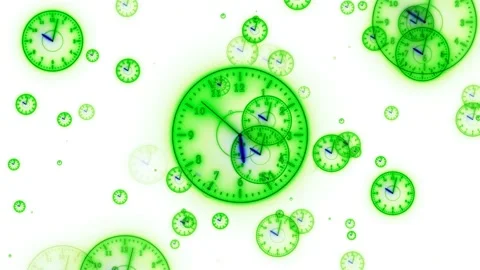 Green clock particle animated white background Stock Footage 223477439