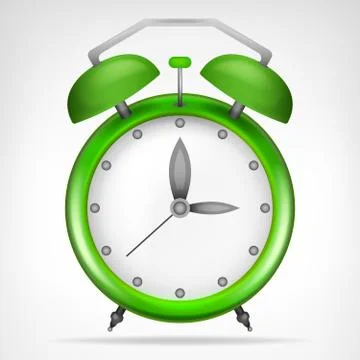 Green clock with running time isolated vector illustration Stock Illustration