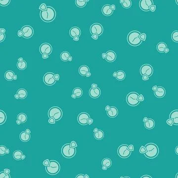 Green Clock with shield icon isolated seamless pattern on green background Stock Illustration