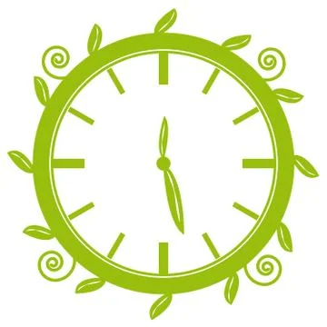 Green clock on white background Stock Illustration