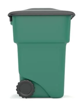 Green closed container for garbage isolated on white background. 3d rendering Stock-Illustration