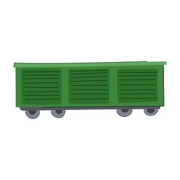 Green closed freight train wagon delivering goods Stock Illustration