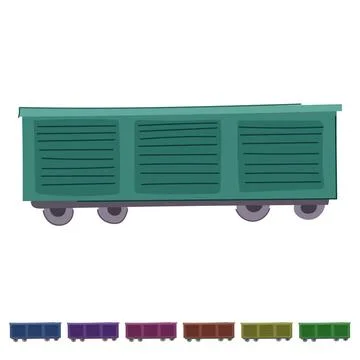 Green closed freight train wagon delivering goods graphic Stock Illustration