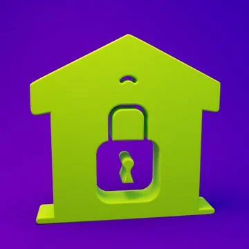 Green Closed warehouse icon isolated on purple-blue background. Minimalism .. Ilustración de archivo