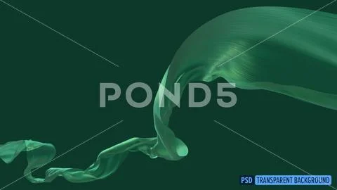 Green cloth flying the wind isolated on transparency background 3d render PSD Template