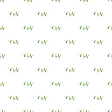 Green clothespins on laundry line repeating pattern Stock Illustration