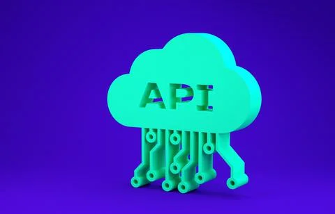 Green Cloud api interface icon isolated on blue background. Application progr Stock Illustration