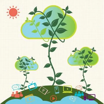 Green cloud. Cloud computing concept. Vector Illustrazione stock