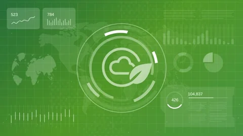 Green cloud computing sustainable technology icon leaf representing eco Stock Footage 320745389