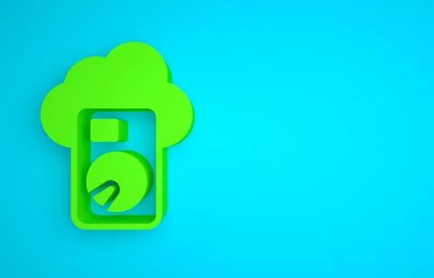 Green Cloud database icon isolated on blue background. Cloud computing concept 스톡 일러스트