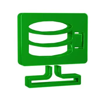 Green Cloud database icon isolated on transparent background. Cloud computi.. Illustrazione stock