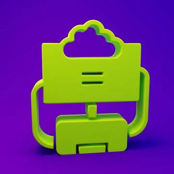 Green Cloud database icon isolated on purple-blue background. Cloud computi.. Stock Illustration