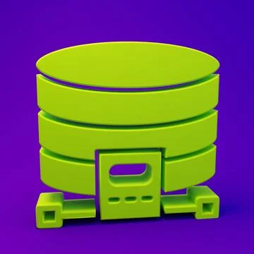 Green Cloud database icon isolated on purple-blue background. Cloud computi.. Stockillustratie