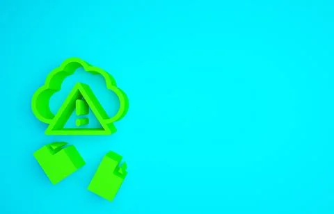 Green Cloud hacking icon isolated on blue background. Cloud leak. Minimalism  Stock Illustration
