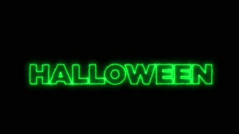 Green Cloud "HALLOWEEN" Text on the Black Background. Darken Mode. 4K Stock Footage 142317816