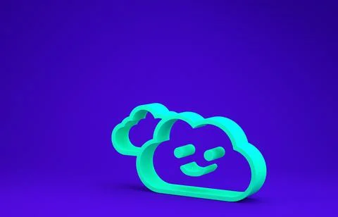 Green Cloud icon isolated on blue background. Minimalism concept. 3d illustra Illustrazione stock