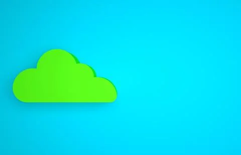 Green Cloud icon isolated on blue background. Minimalism concept. 3D render Illustrazione stock