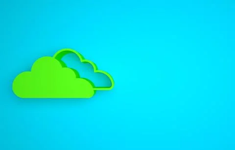Green Cloud icon isolated on blue background. Minimalism concept. 3D render Stock Illustration