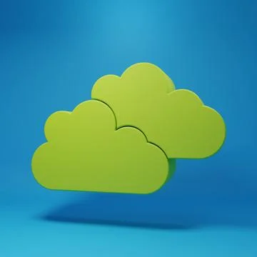 Green Cloud icon isolated on blue background. Minimalism concept. 3D render.. Illustrazione stock