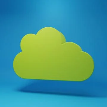 Green Cloud icon isolated on blue background. Minimalism concept. 3D render.. Illustrazione stock