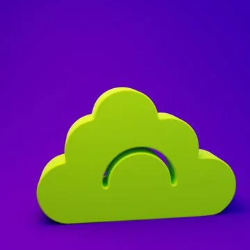 Green Cloud icon isolated on purple-blue background. Minimalism concept. 3D.. Stock Illustration