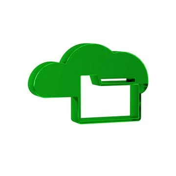 Green Cloud or online library icon isolated on transparent background. Inte.. イラスト素材