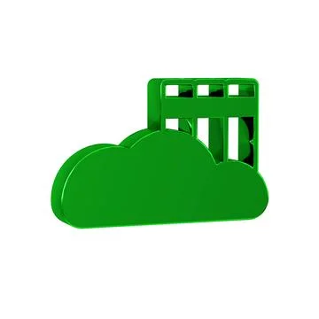 Green Cloud or online library icon isolated on transparent background. Inte.. Illustrazione stock