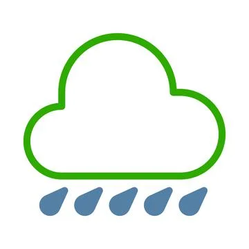 Green Cloud with Rain Drops Weather Icon Vector Stock Illustration