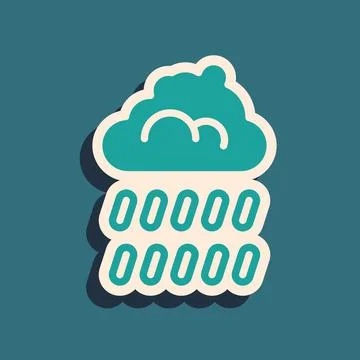 Green Cloud with rain icon isolated on green background. Rain cloud Illustrazione stock