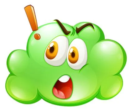 Green cloud with shocked face Stock Illustration