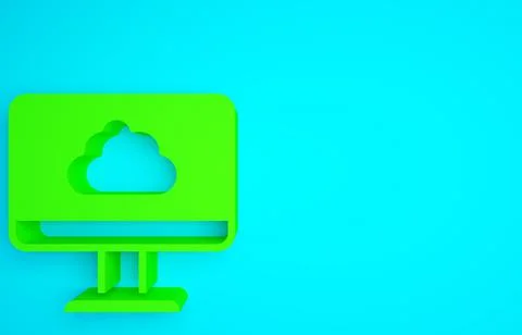 Green Cloud technology data transfer and storage icon isolated on blue backgr イラスト素材