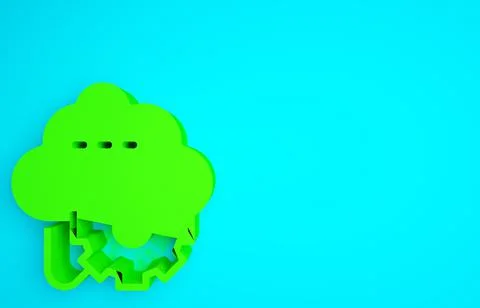 Green Cloud technology data transfer and storage icon isolated on blue backgr Illustrazione stock