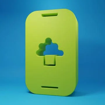 Green Cloud technology data transfer and storage icon isolated on blue back.. Stock Illustration