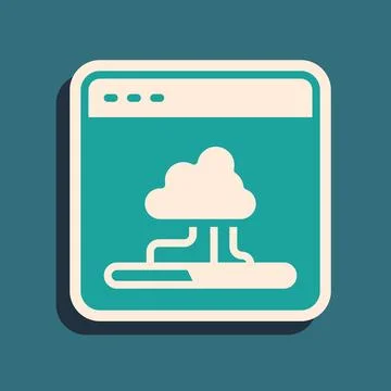 Green Cloud technology data transfer and storage icon isolated on green bac.. イラスト素材