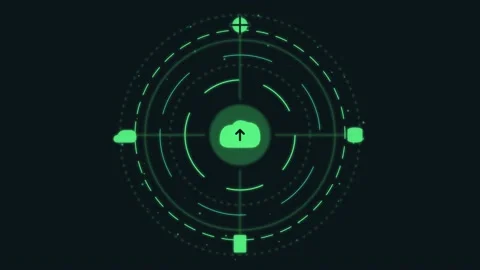 Green Cloud Upload Icon with Radar Animation Stock Footage 342599253