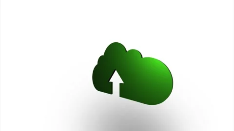Green cloud upload line icon flipping, rotation. Elegant 3d realistic light Stock Footage 159823415