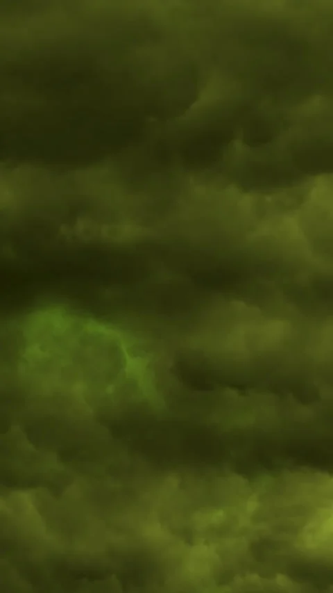 Green clouds and lightning mystical apocalyptic vertical looping video. Stock Footage 330217774
