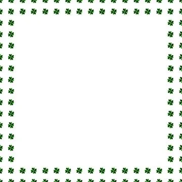 Green clover border, frame isolated on white background. Ireland symbol pat.. Stock Illustration